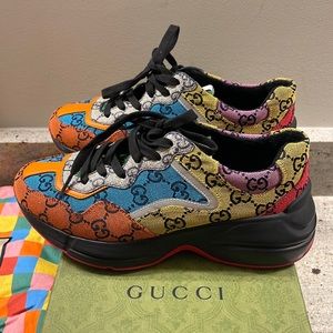 Authentic Slightly used Limited edition Multi Color Gucci Rython Sneakers